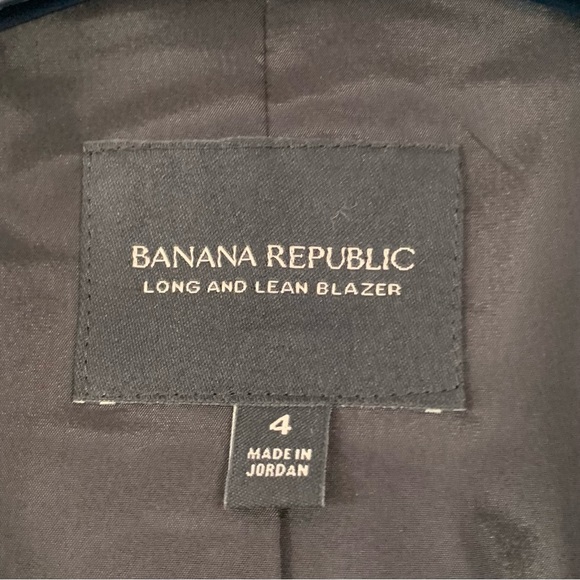 Banana Republic Long and Lean Blazer Plaid Jacket 1 Button Blue Black Size 4 - Picture 6 of 8